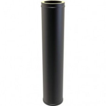 Black Twin wall flue pipe Straight length 1 metre - (940mm eff. length) 130mm 5 " diameter