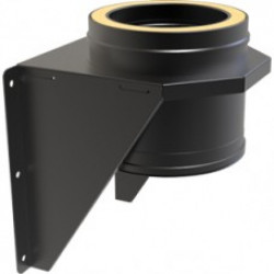 Black Twin wall Flue base support with brackets - 130mm Dia