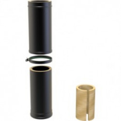 Black Twin wall Flue Long Adjustable Pipe 530-880mm  - 130mm Dia