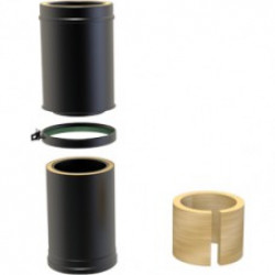 Black Twin wall Flue Medium Adjustable Pipe 350-530mm - 130mm Dia