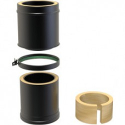 Black Twin wall Flue Short Adjustable Pipe 250-380mm - 130mm Dia